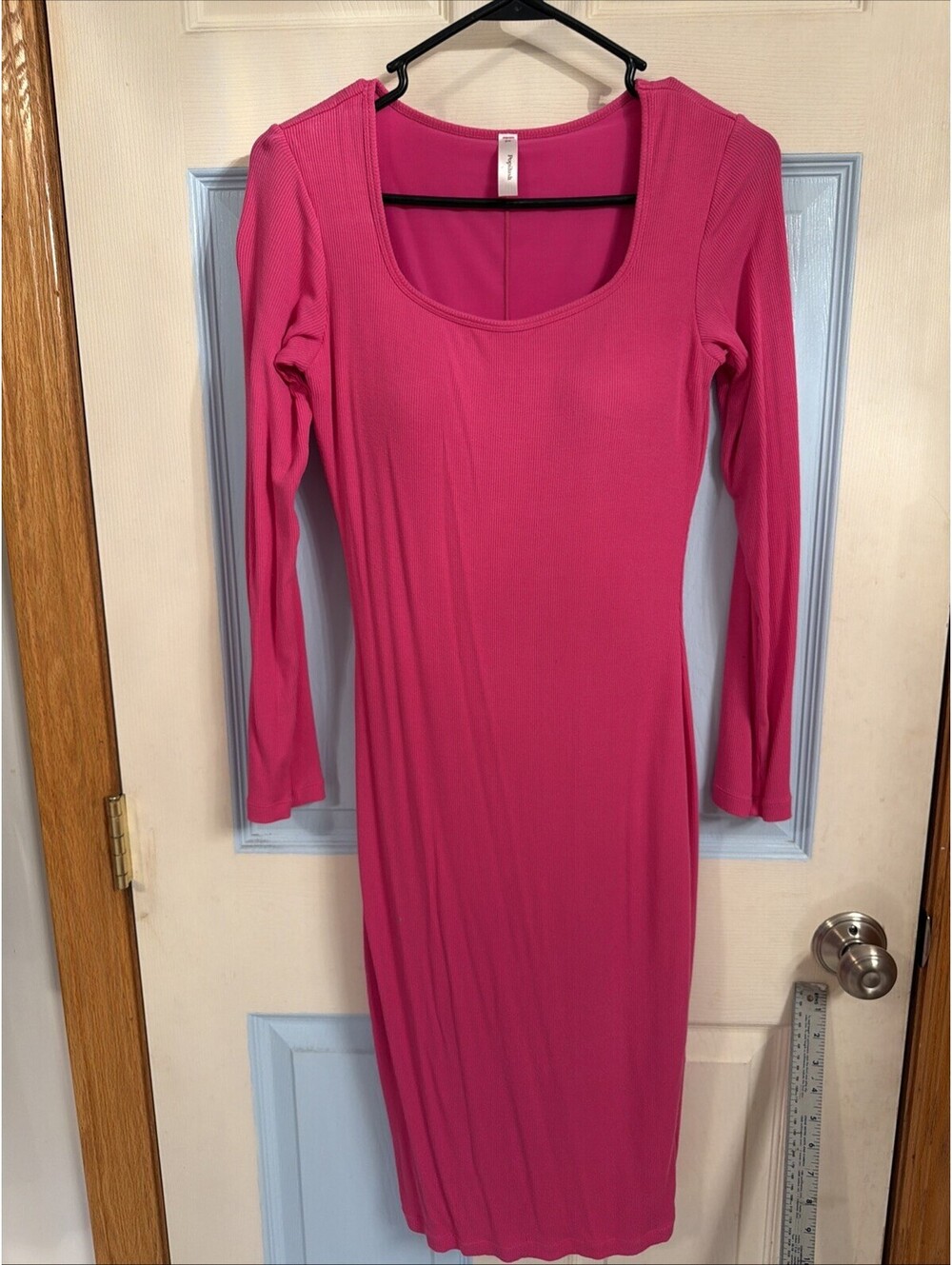 Popilush Womens Large Pink Dress Shapewear Long Sleeve Slimming Sexy Bodycon - Picture 2 of 7